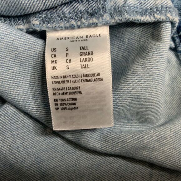 American EAGLE 100% Cotton Denim 5 Pocket Romper Elasticized Waist Tall Sz S NWT - Picture 13 of 15